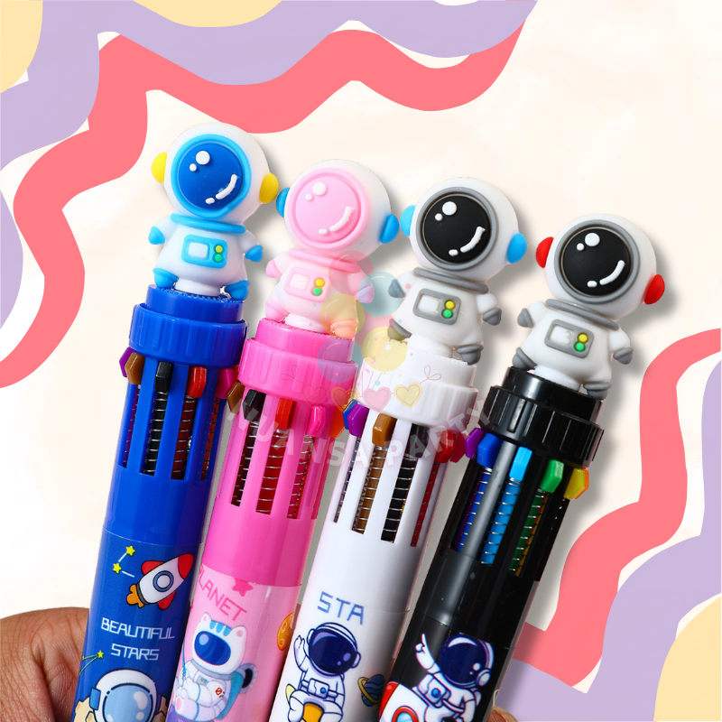 

NP • Ballpoint / Pulpen Mekanik 0.5 mm Multicolor 10 Warna Tinta Motif Astronot