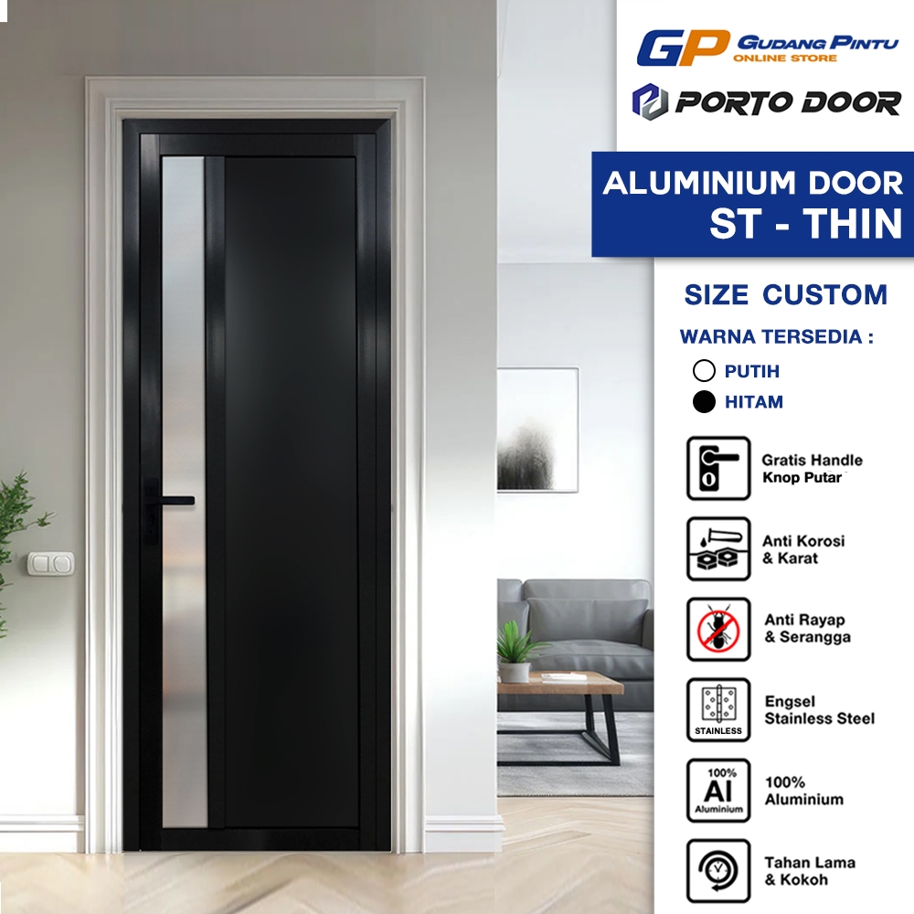 PORTO DOOR PINTU ALUMINIUM / ALUMUNIUM ST-THIN CUSTOM UKURAN / PINTU KAMAR MANDI / PINTU WC / PINTU 