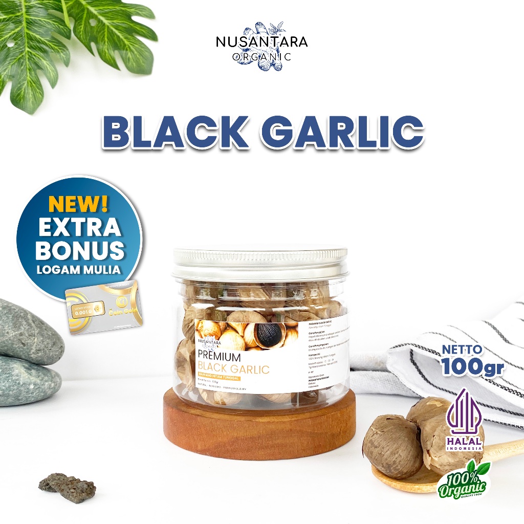 

Nusantara Organic Black Garlic Tunggal Kating Fermentasi Manis Sehat Bawang Hitam 100gr