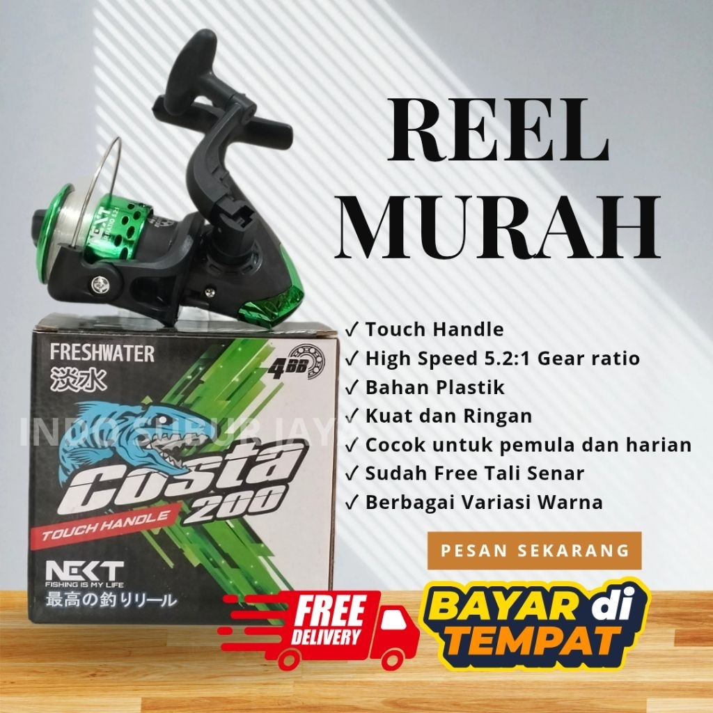 Reel Pancing Murah Spool Plastik 4 Ball Bearing