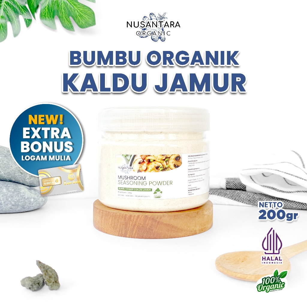 

Nusantara Organic Bumbu Kaldu Jamur Mushroom Stock Bouillon seasoning Non MSG 200gr