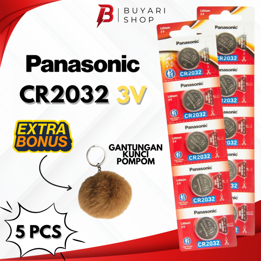 GRATIS POMPOM  ORII Baterai Batre Batrai Batrei CMOS Panasonic CR2032 Laptop PC Baterai Timbangan Di