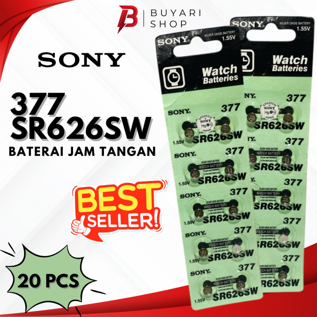 Baterai SR626SW Sony Murah PER 2 LEMBAR Batre Jam tangan 377 SR626 Batre Sony 626 SR626 SR626SW 2 St