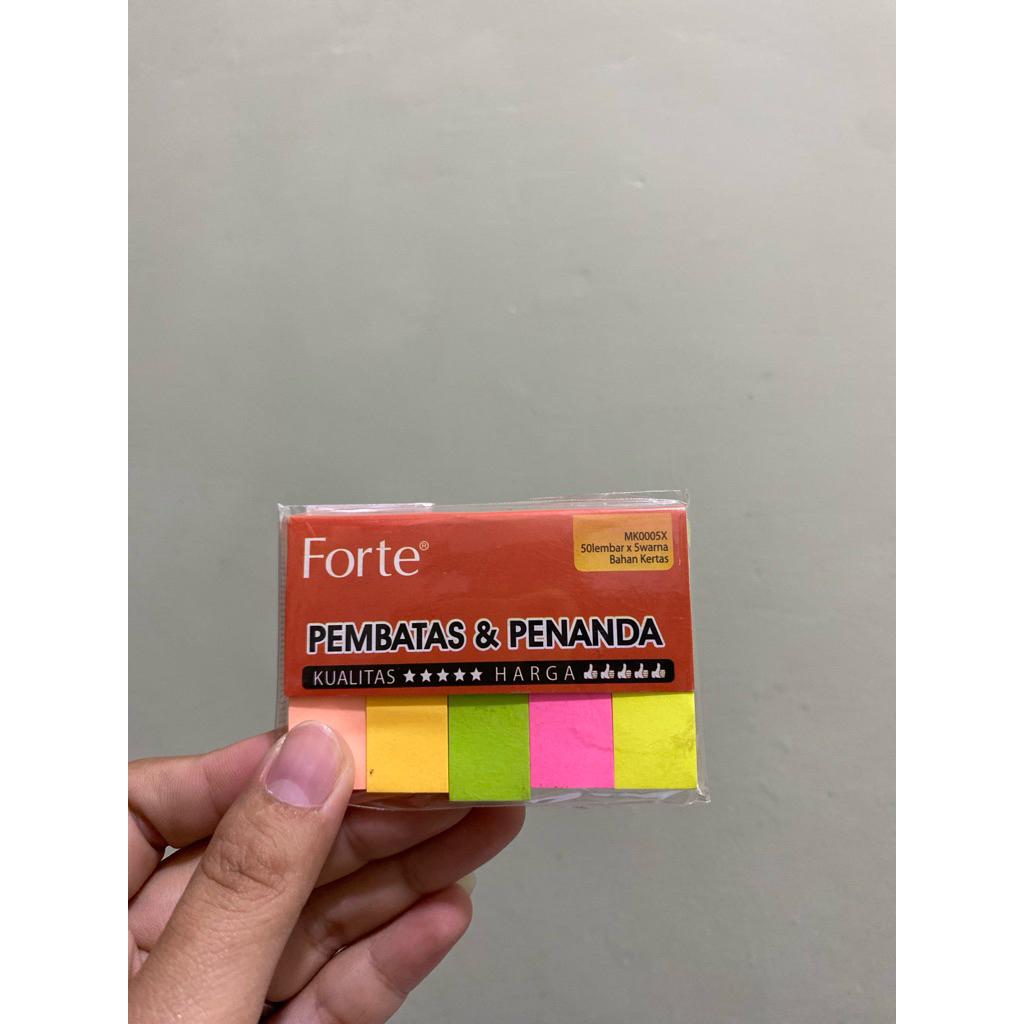 

Sticky note/pembatas dan penanda 5 warna forte