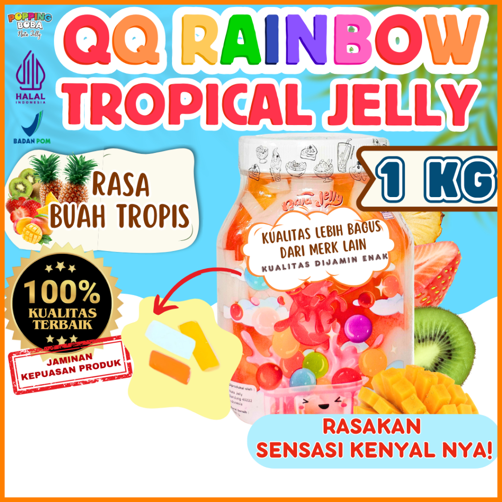

QQRainbowJellyKonyakuToppingMinumanAndalan UNIVERSAL Sedotan Boba Big Straw - Tropical Jelly Buah Tropis 1 KG | Cocok Untuk Semua Jenis Minuman