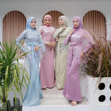 Affia Dress Satin Brokat Kondangan Tunangan Lamaran Bridesmaid Payet Mutiara