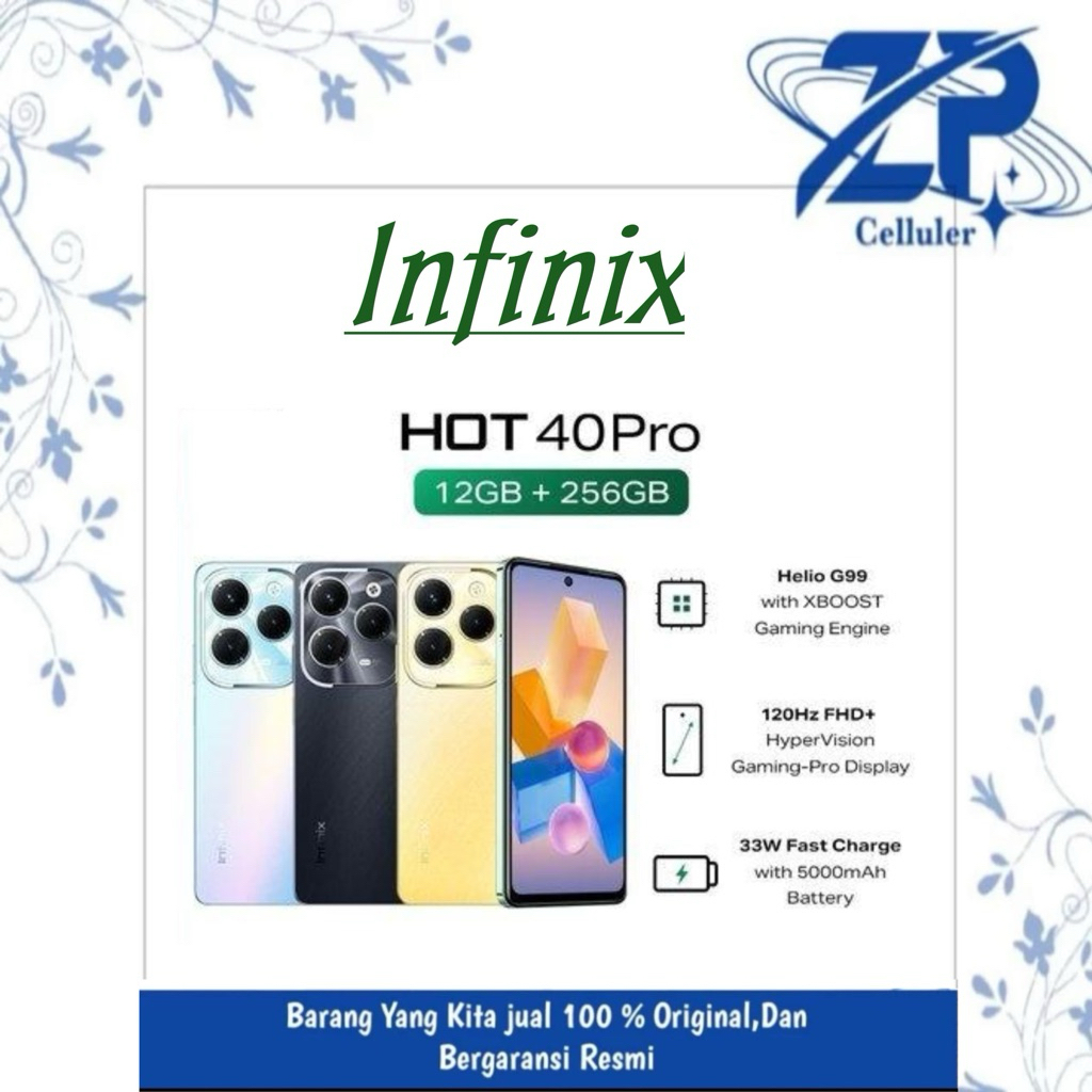 infinix hot 40pro ram 12gb/rom 256 garansi resmi infinix