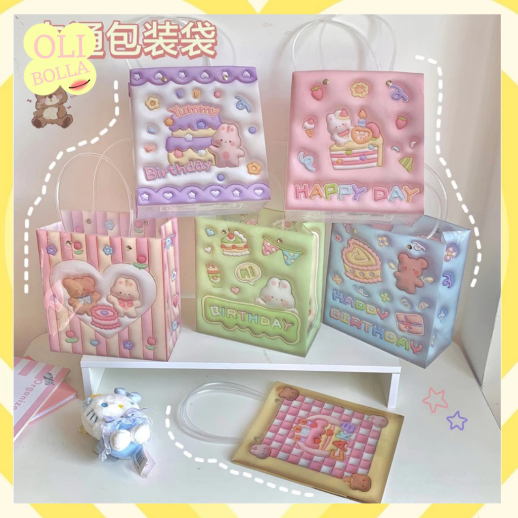 

Plastik Bag Tas Kado Hadiah Ulang Tahun Kartun Bear Paper Bag Lucu ST02