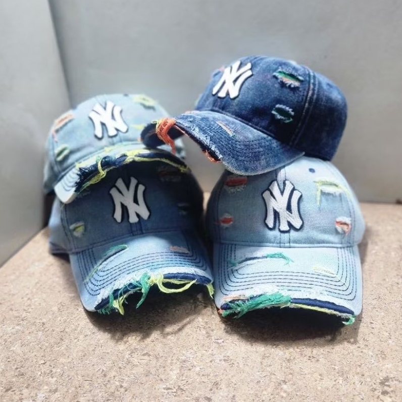 topi sobek pria hat wanita bisbol denim ny5topi