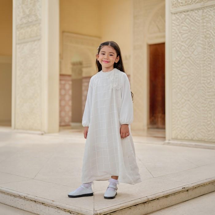 Gamis Anak Dress Zaskia Mecca Finian White Series Binar Samudra Gamis Anak Perempuan White