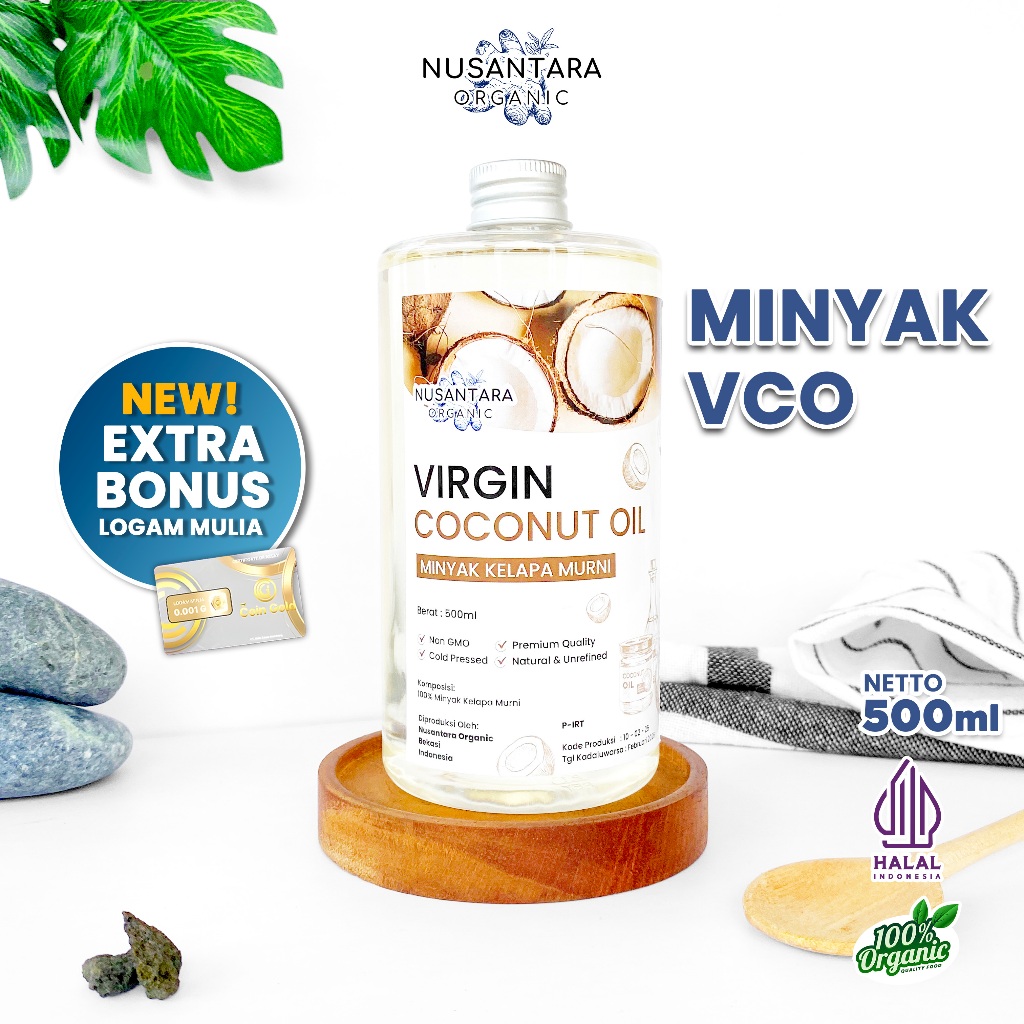

Nusantara Organic Minyak Kelapa Sehat VCO Virgin Coconut Oil Extra Cooking Asli Bisa Diminum 500ml