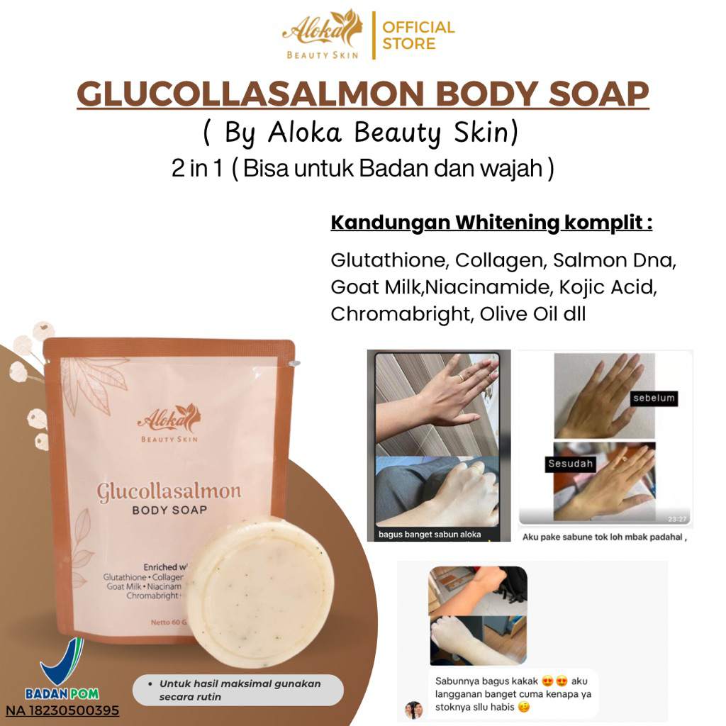 SABUN PEMUTIH BADAN / GLUCOLLASALMON SOAP BY ALOKA BEAUTY