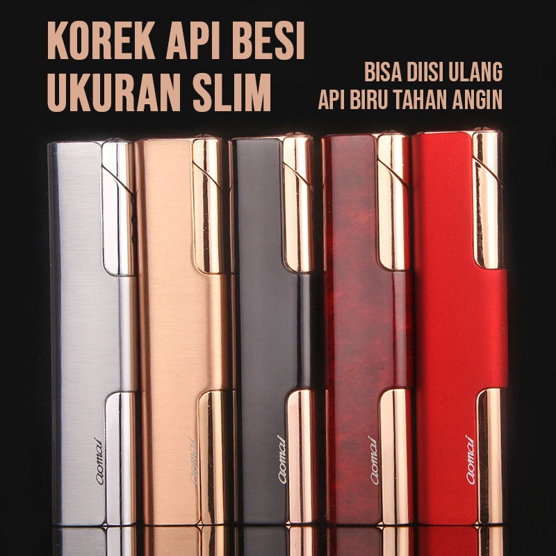 BBAK korek Api Gas Bara Aomai Korek Bara Slim Bahan Besi Bisa Diisi Ulang