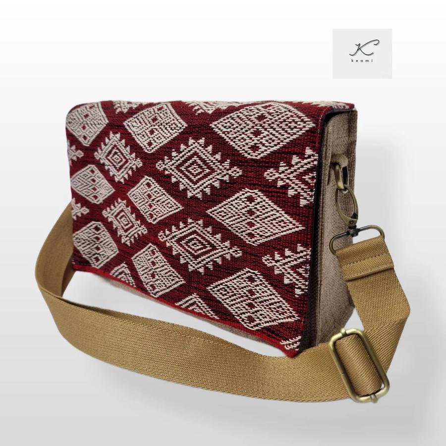 CLEARANCE SALE - KEAMI CRAFT - BINAR Bag Tas Slempang Wanita & Pria Bahan Goni dan Tenun Asli NTT