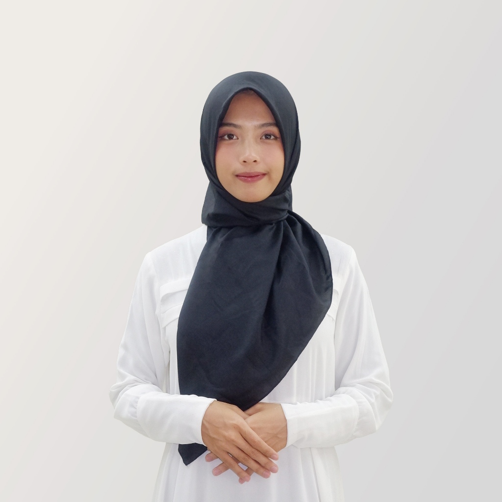HYRA Kerudung Voal Hijab Segiempat Polos Kelim Warna Hitam