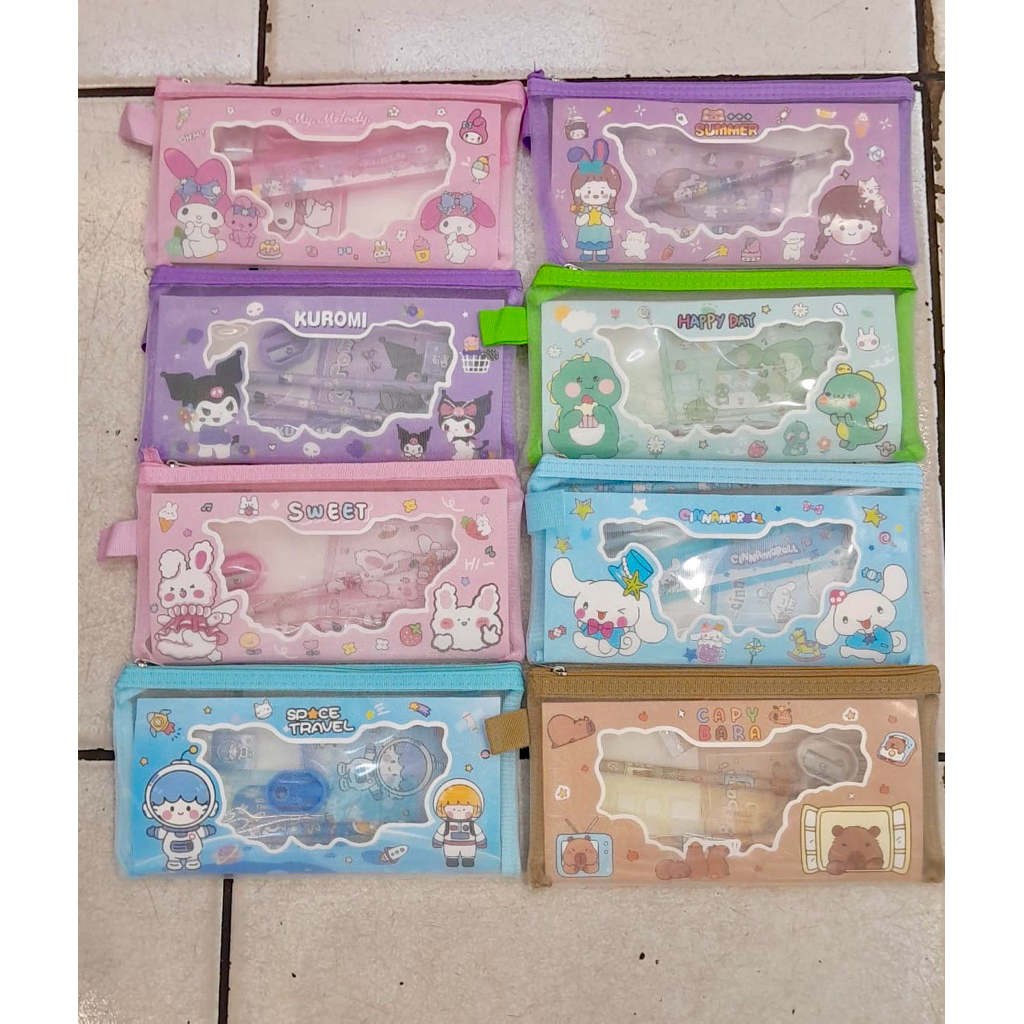

PAKET SET ALAT TULIS 6in1 8017 KUROMI CINNAMOROLL MELODY CAPYBARA//STATIONARY SET