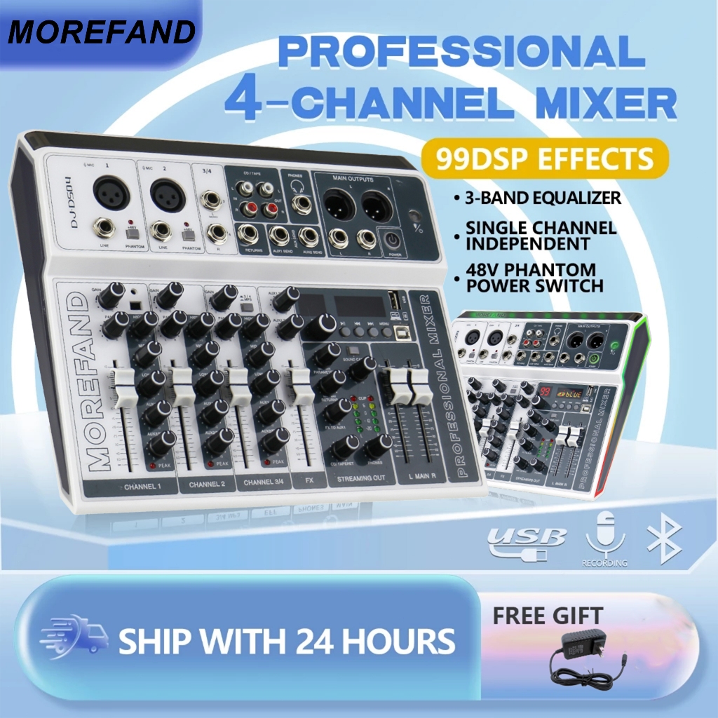 Audio  mixer DS04 4 channel mixer USB bluetooth mixer with power adapter karaoke
