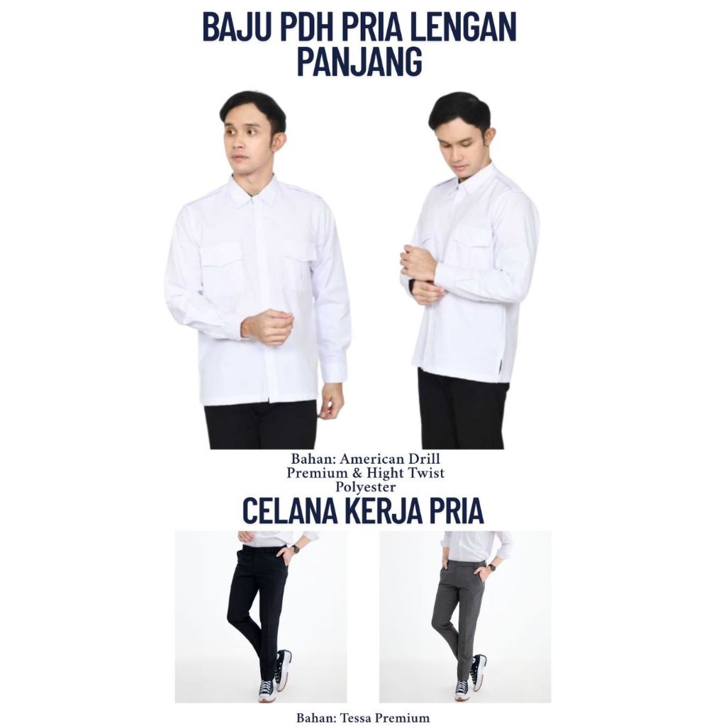 BAJU PDH KANTOR DAN KEMEJA POLOS DAN CELANA BAHAN  VENTURA AMERICAN DRILL DAN TOYOBO TERLARIS