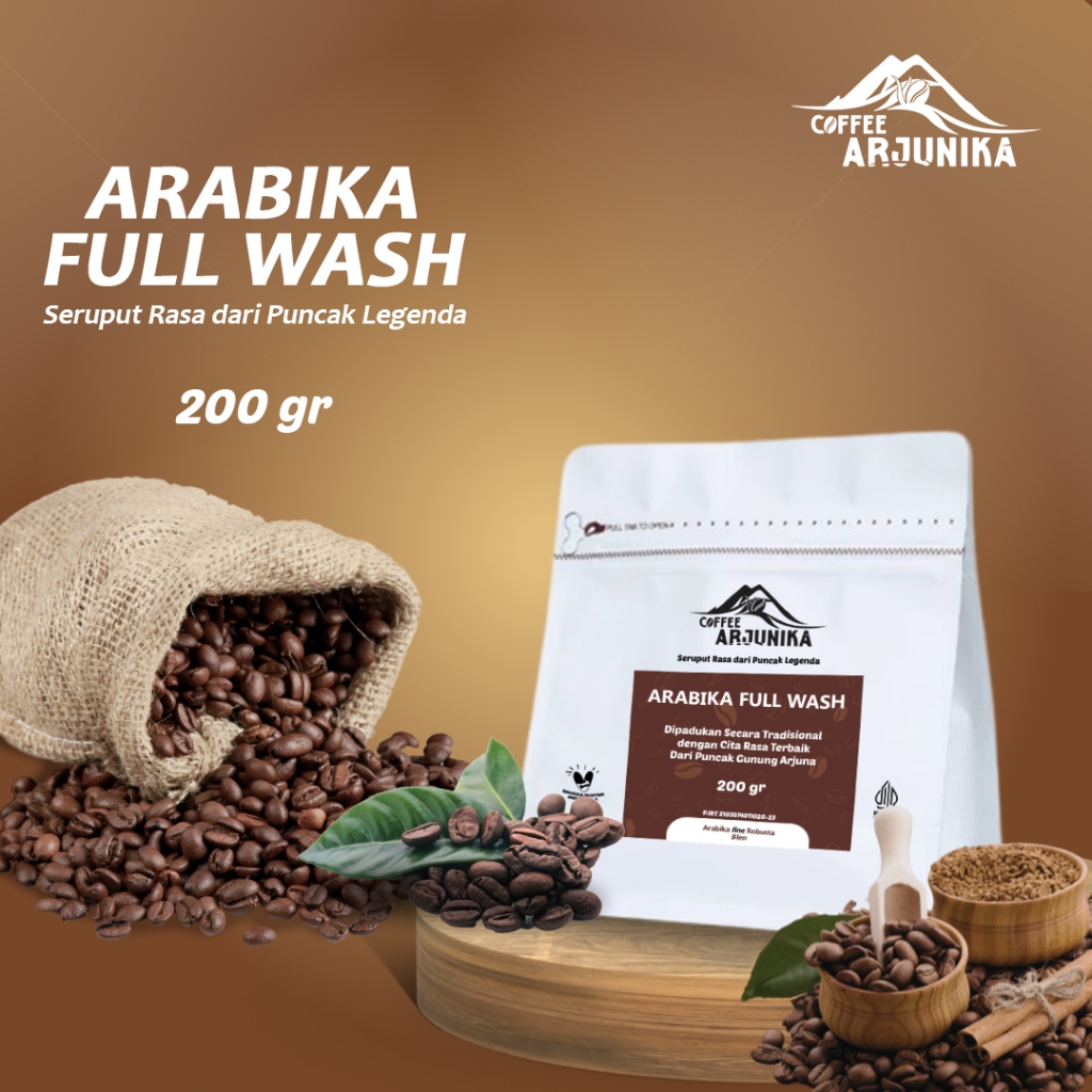 

Kopi Arabika Full Wash Arjunika 200 gr – Bubuk / Biji Specialty Coffee Process Basah Clean
