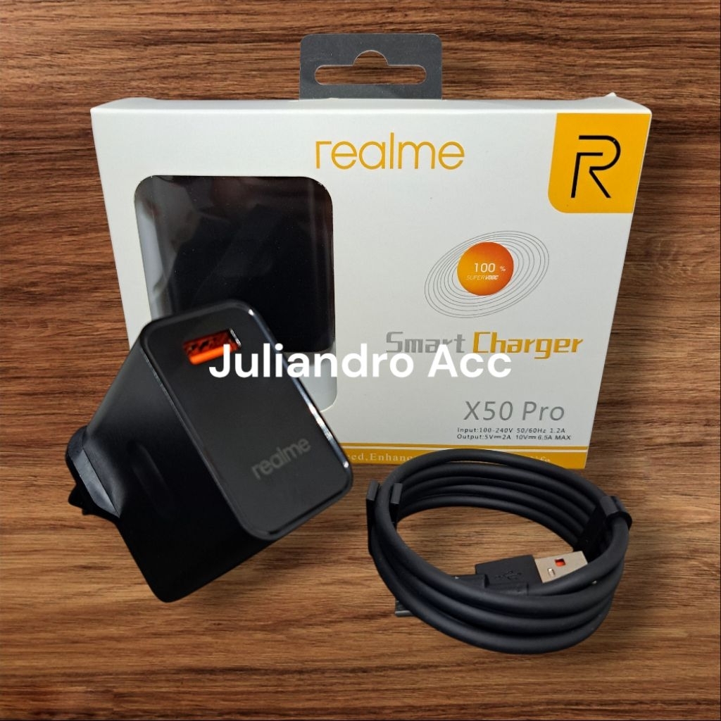Charger Realme Black 30W SUPER VOOC Fast Charging 5V Cable Micro - Type C ORIGINAL 1SET
