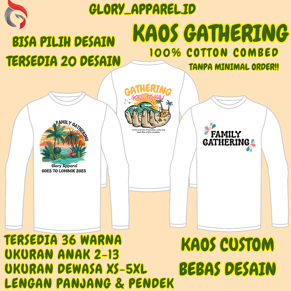 (KAOS CUSTOM) GATHERING KAOS BEBAS DESAIN COTTON COMBED 30S 100% KAOS CUSTOM FAMILY GATHERING