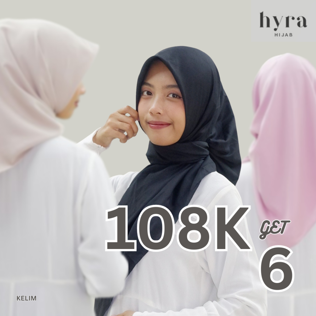 HYRA Paket Reseller 108k Get 6 Kerudung Segi Empat Hijab Polos Kelim