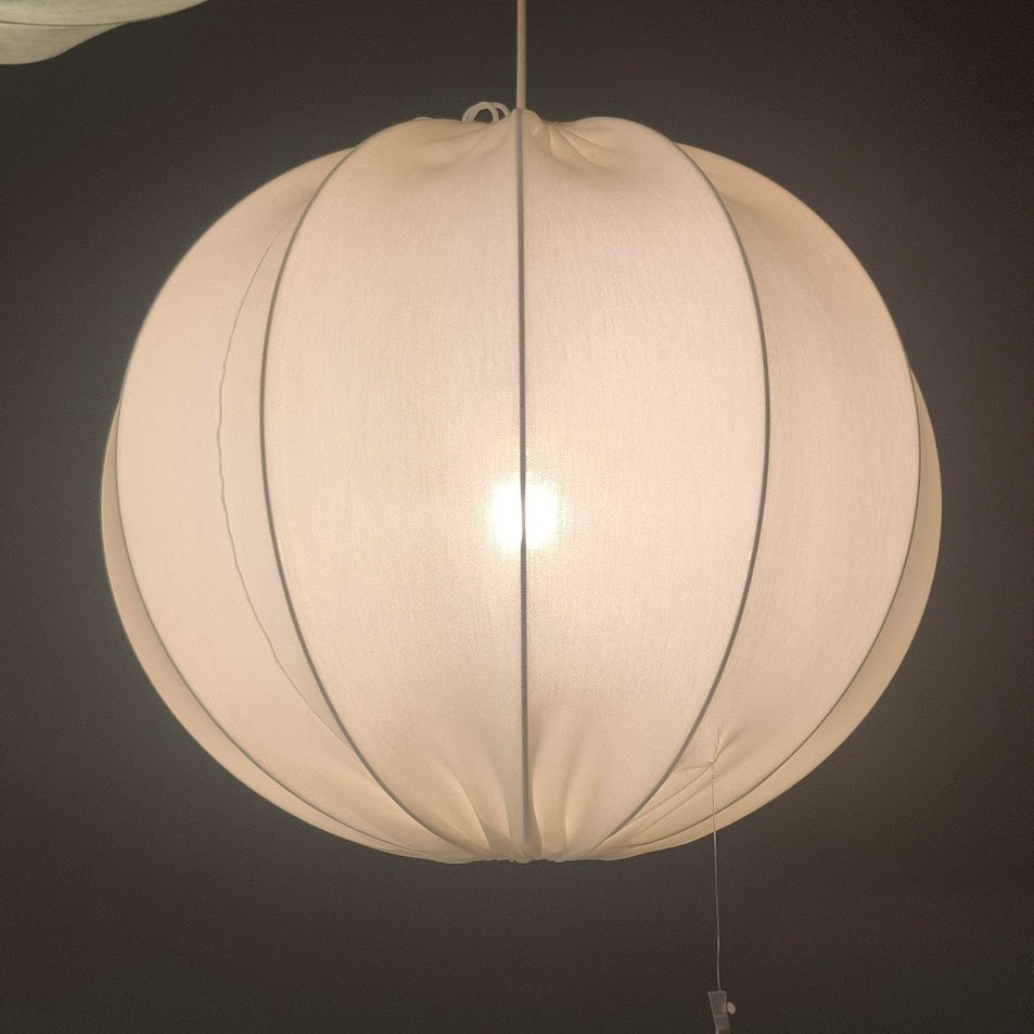 Kap Lampu Gantung Bulat Putih 50cm model Lampion Jepang bahan kain Regnskur