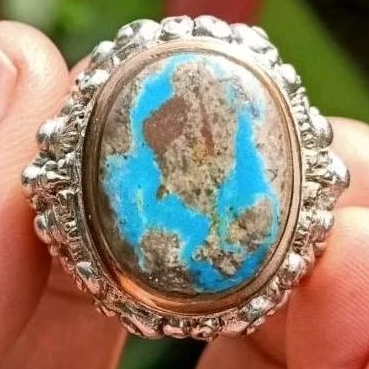 Cincin Batu Pirus Persia Natural Turquoise Blue Fancy Super Quality
