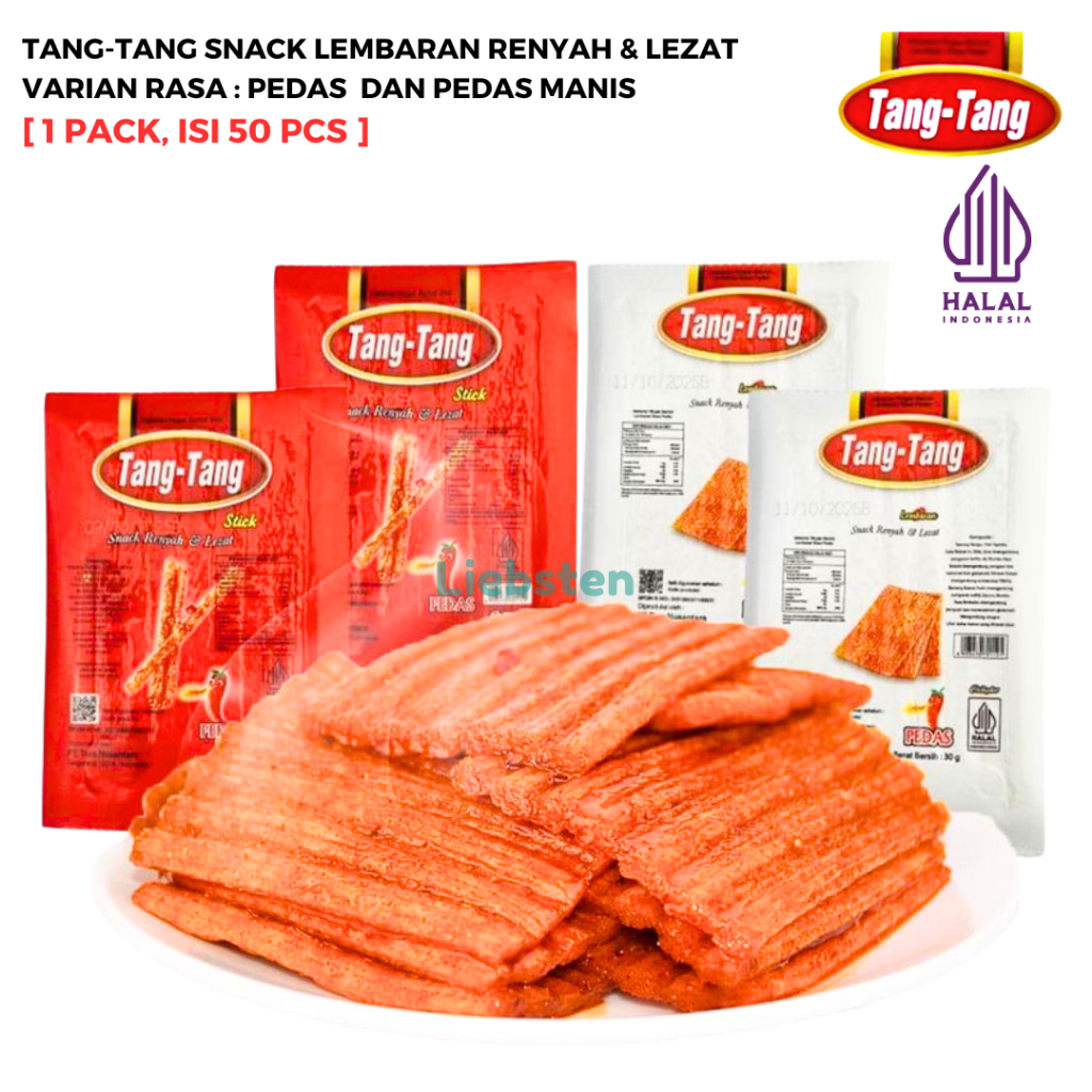 

Tang-Tang Snack Lembaran Rasa Pedas [1 Pack, Isi 50 Pcs]