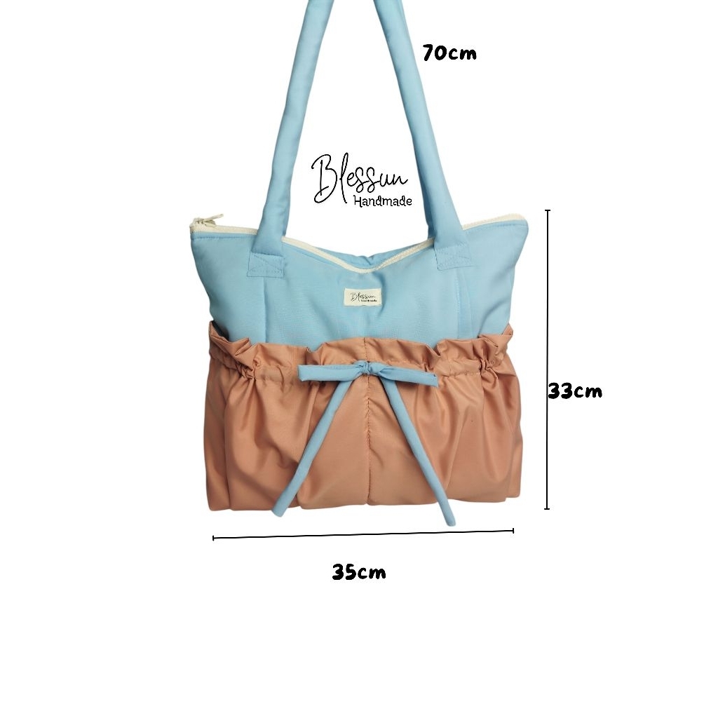 bow puffy totebag / tote bag pita serut / tote bag saku serut / tote bag wanita / tas sekolah / tas 