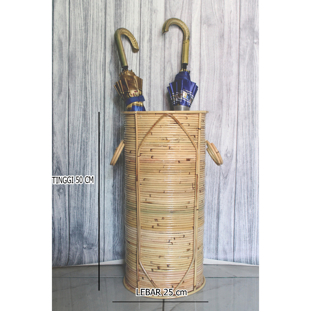 [50X25X25 CM] TEMPAT PAYUNG / KERANJANG BULAT SERBAGUNA DARI ROTAN /KERANJANG ROTAN/ RAK BARANG / KE