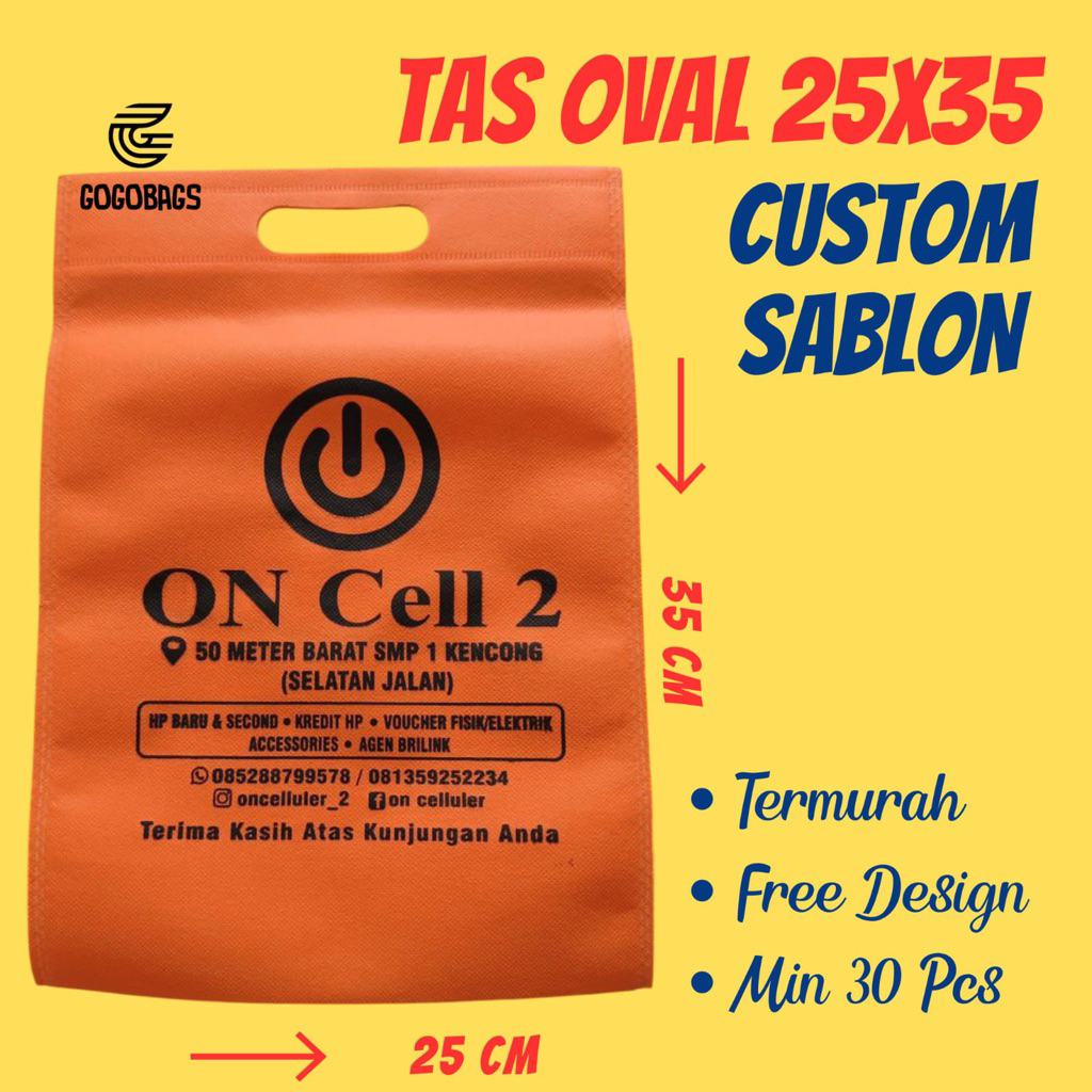 

Tas Spunbond Sablon 25x35 / Tas Spunbond Oval 25x35 Custom Sablon / Tas Khitan / Tas Aqiqah / Tas Oleh-Oleh Haji / Tas Umroh / Tas Tasyakuran / Tas Ulang Tahun Anak / Tas Packaging Online Shop