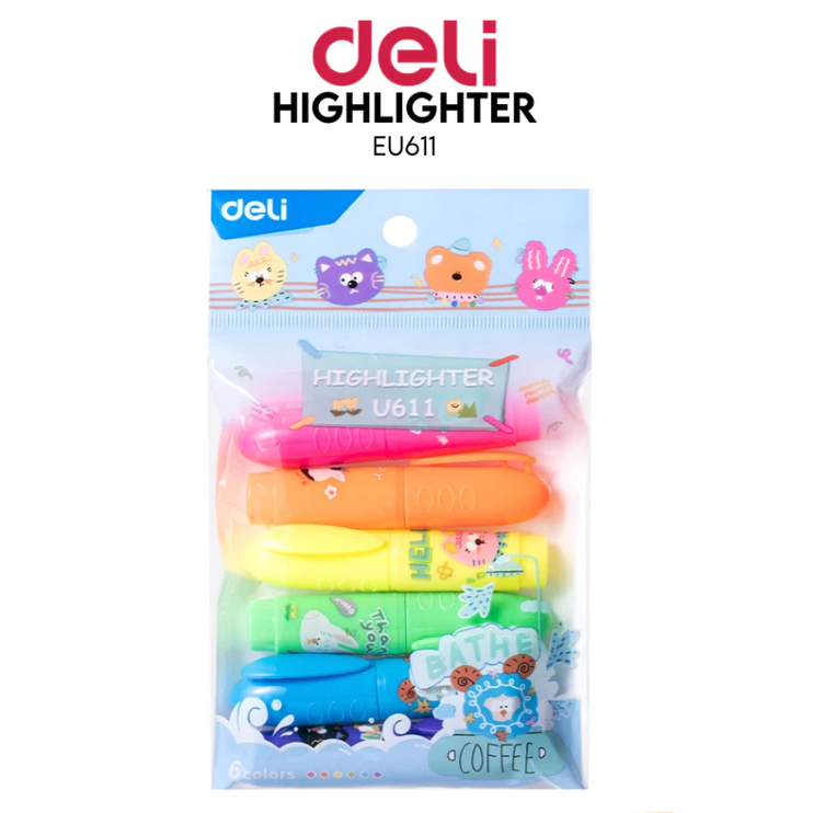 

Highlighter / Penanda DELI 6 Warna Neon U611 (1 pack isi 6 warna)