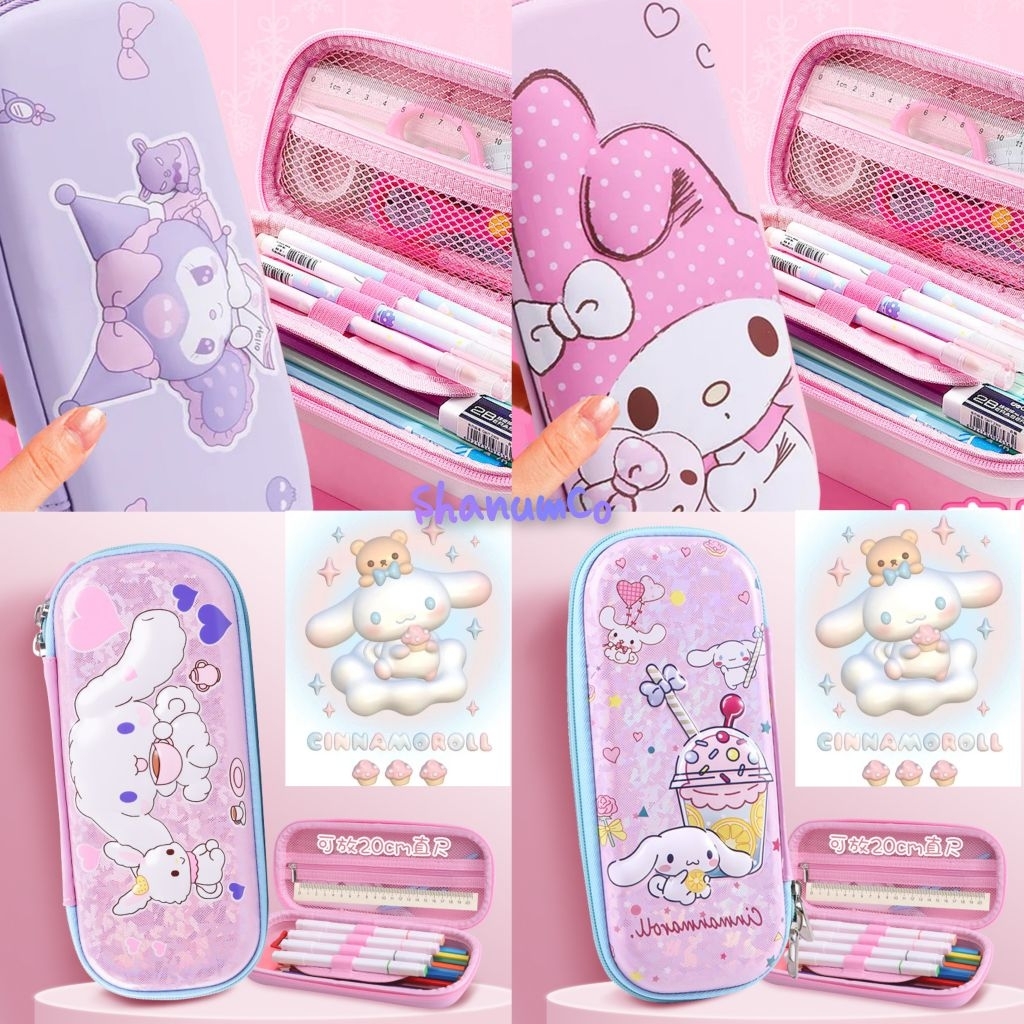 

Sanrio Tempat Pensil Kuromi Melody Cinnamoroll Kotak Pencil 3D Timbul Premium