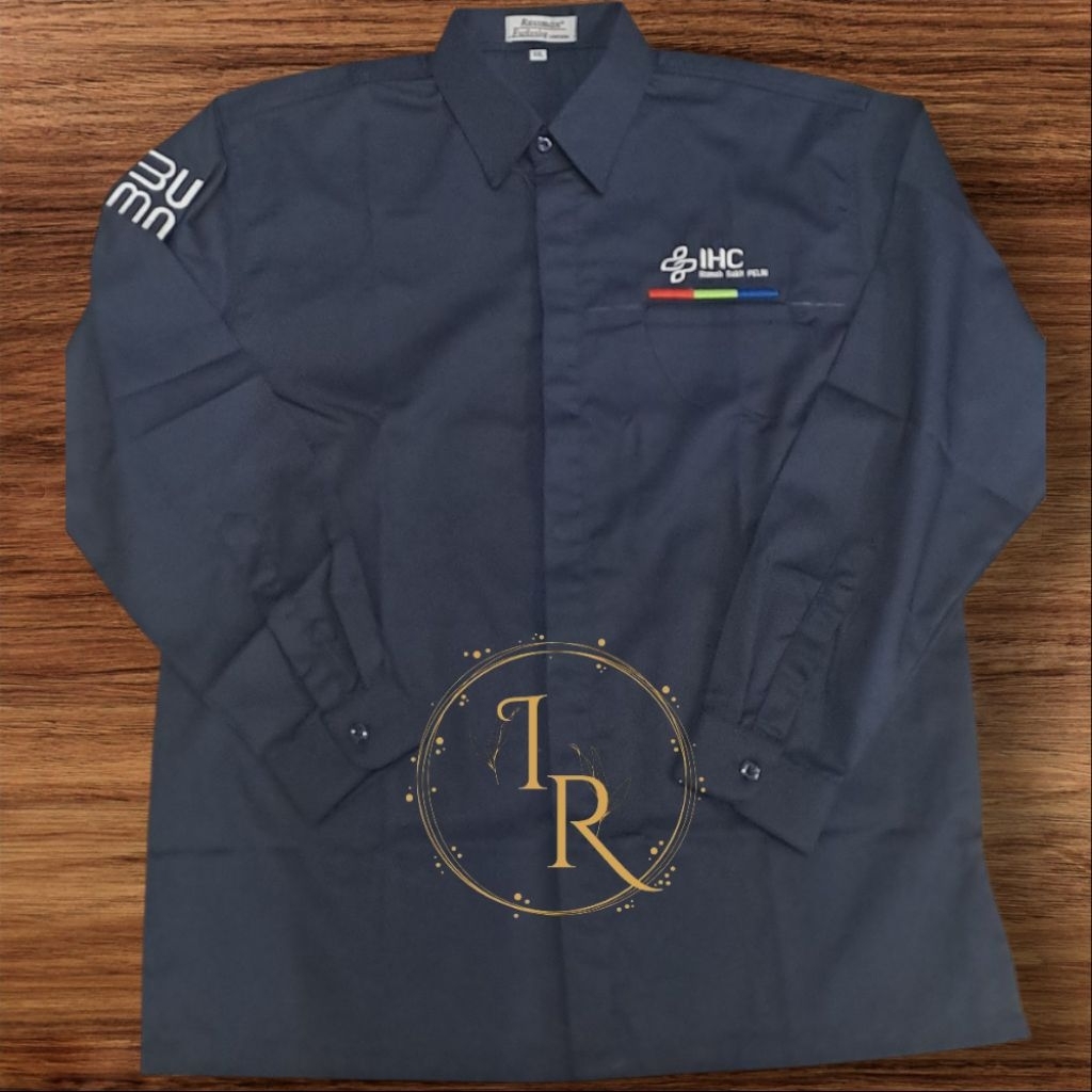kemeja IHC RS PELNI seragam IHC RS PELNI baju IHC RS PELNI navy kantong 1 lengan panjang