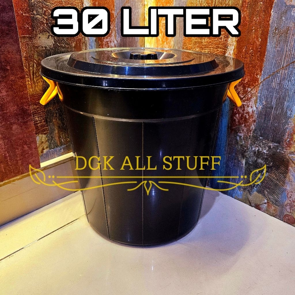 Tong Gentong Ember Bak Bertutup Tutup Air Mandi Sampah Outdoor Kecil Sedang Serbaguna Plastik 30 Lit