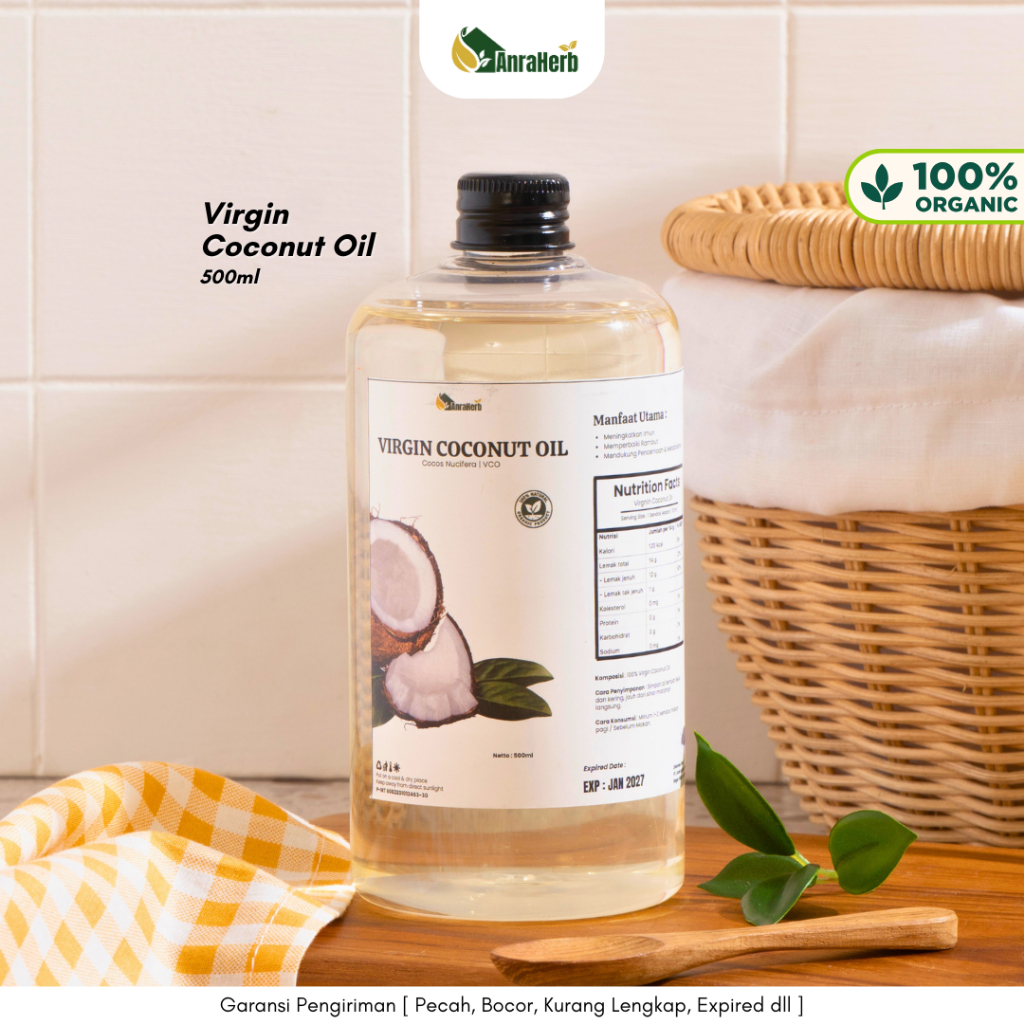 

AnraHerb Extra Virgin Coconut Oil 500ml Organik | Minyak Kelapa Murni Untuk Kulit Sehat Dan Imun