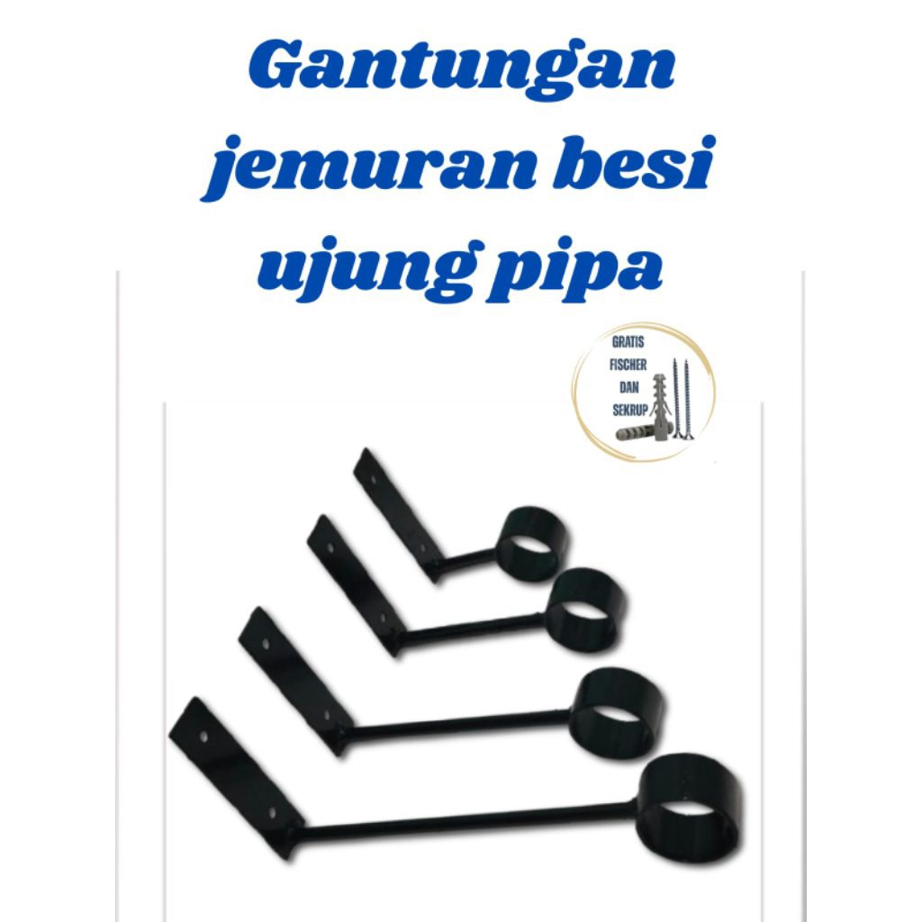 Bracket gantungan jemuran besi ujung pipa nempel dinding termurah