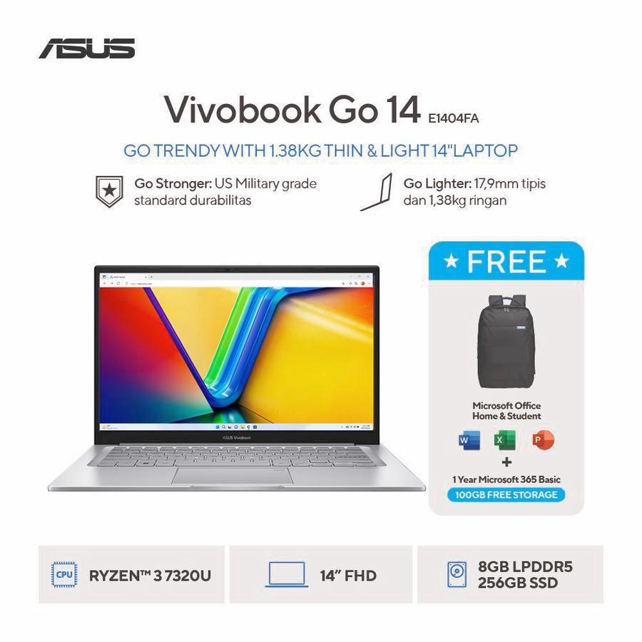 ASUS Vivobook Go 14 E1404FA-FHD3823M - Cool Silver [AMD Ryzen 3 7320U / AMD Radeon Graphics / 8GB / 