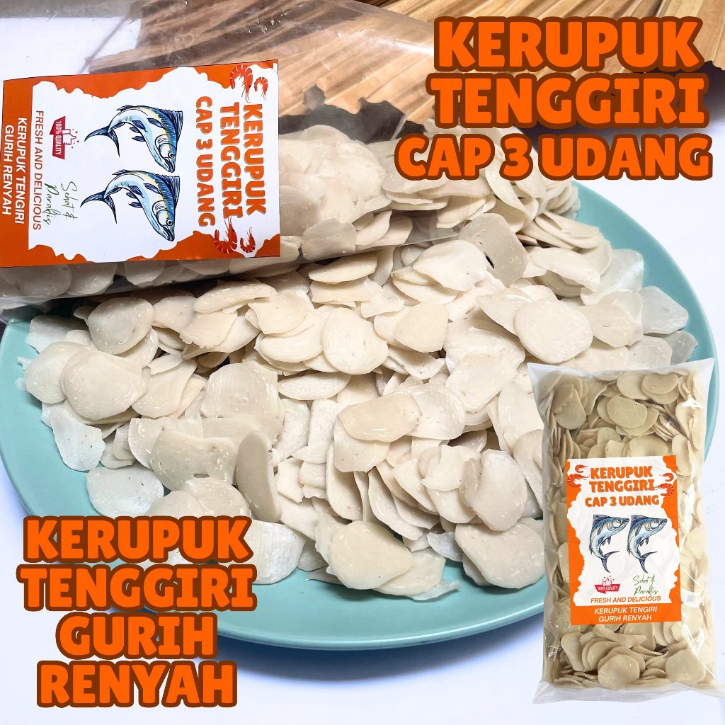 

Kerupuk Tenggiri mentah cap 3 udang super Ikan ukuran 250 gram