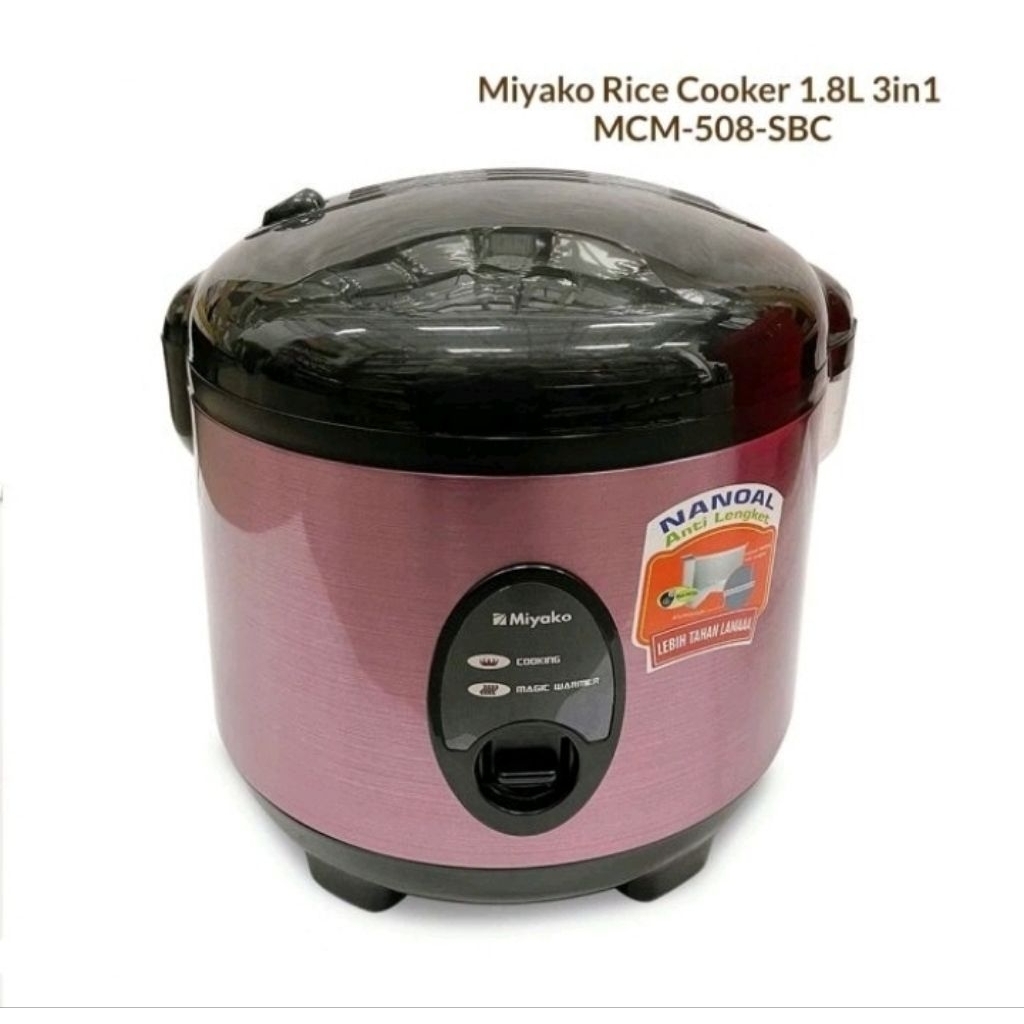 MIYAKO RICE COOKER MCM508SBC STAINLESS STEEL BODY 1,8 Liter