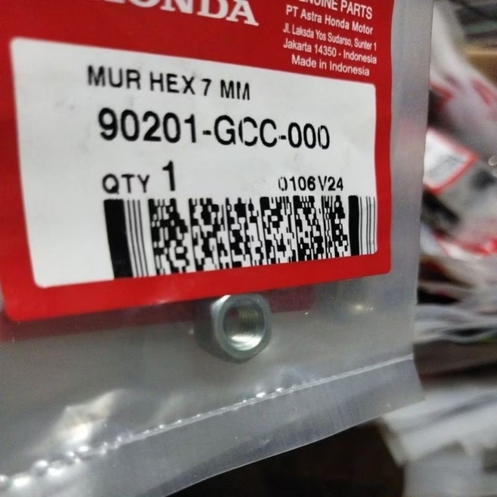 Nut Hex 7MM Mur Tusuk Sate Scoopy eSP Vario 110 eSP Spacy Beat Fi 90201GCC000 90201-GCC-000