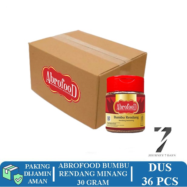 

ABROFOOD BUMBU RENDANG MINANG BOTOL 30 GRAM DUS PER 36 PCS JOURNEY 7 DAYS DENGAN PAKING AMAN