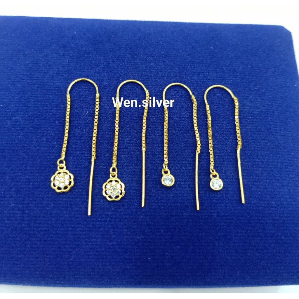 ANTING JARUM DEWASA PERAK 925 ASLI LAPIS EMAS