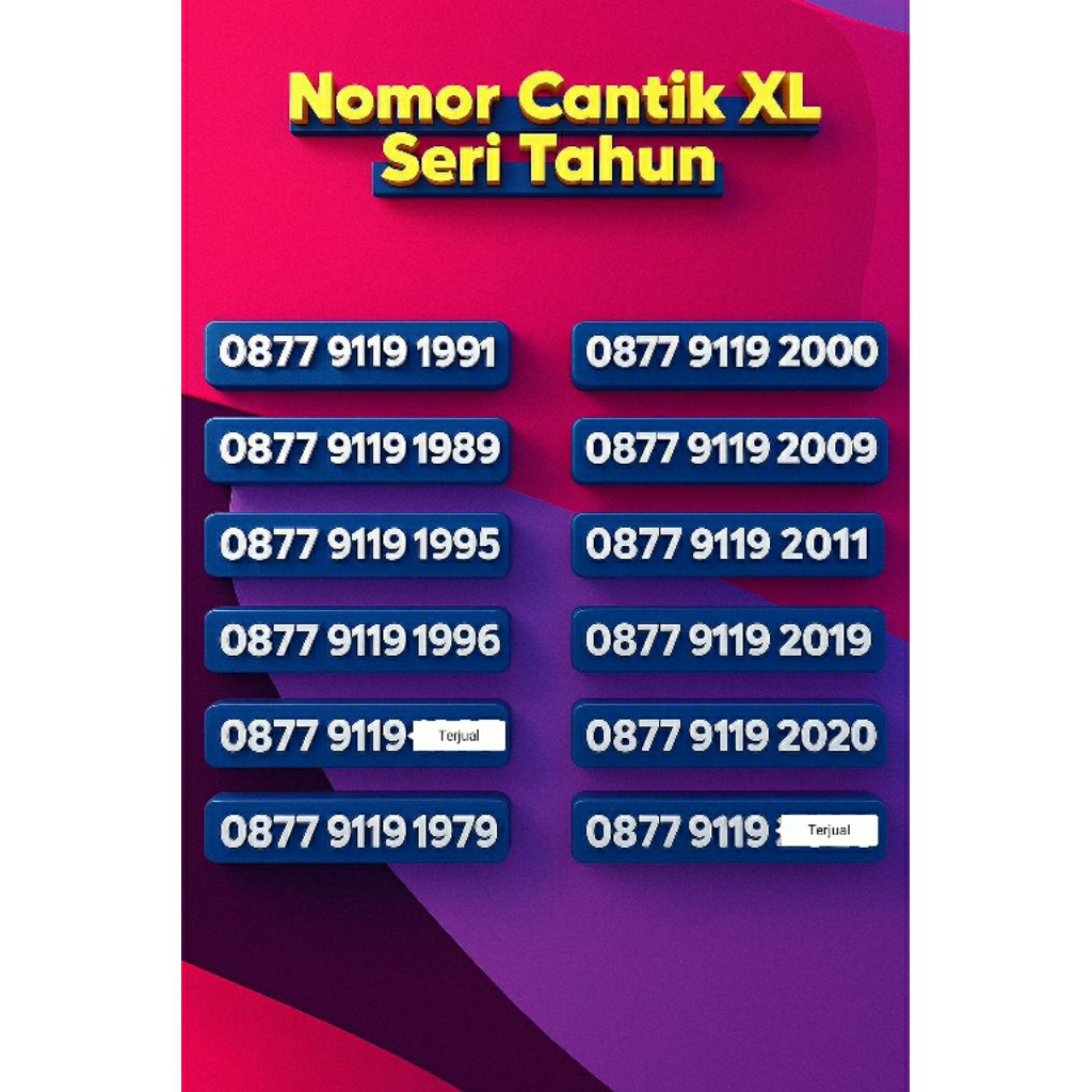Kartu XL Nomor Cantik Seri Tahun Lahir
