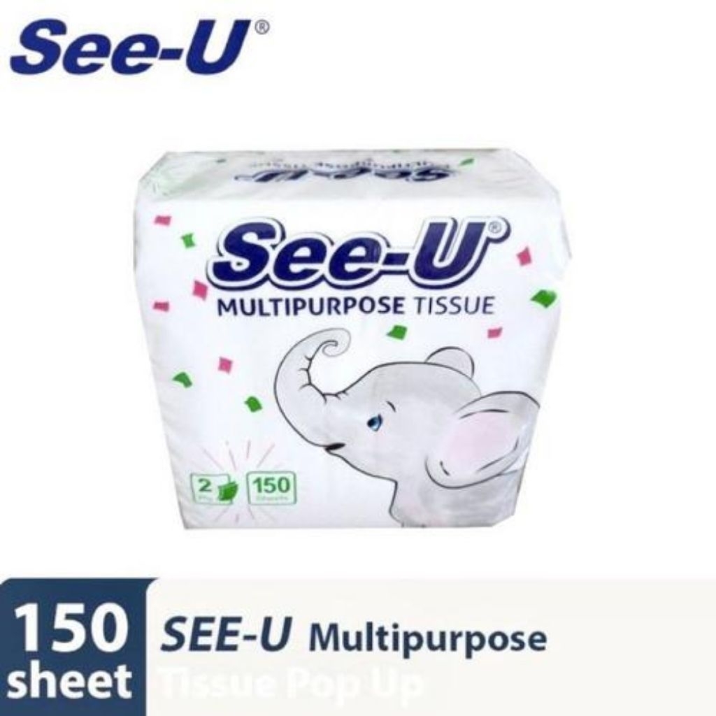 Tissue See-U Multipurpose Tissu See-U Pop Up 150s Tisu See-U Pop Up Gajah 150s