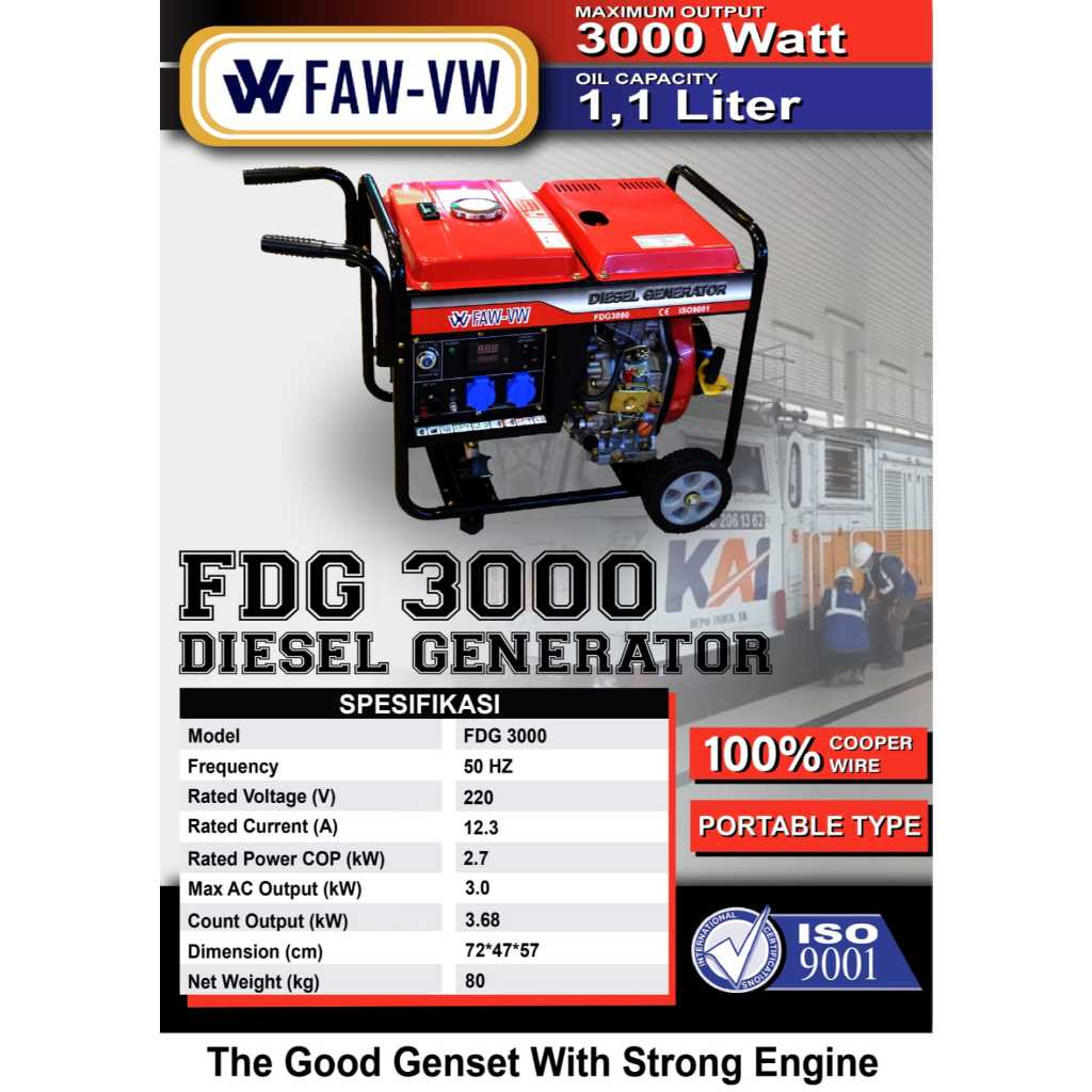 Genset 3000 watt Solar FAW-VW FDG3000
