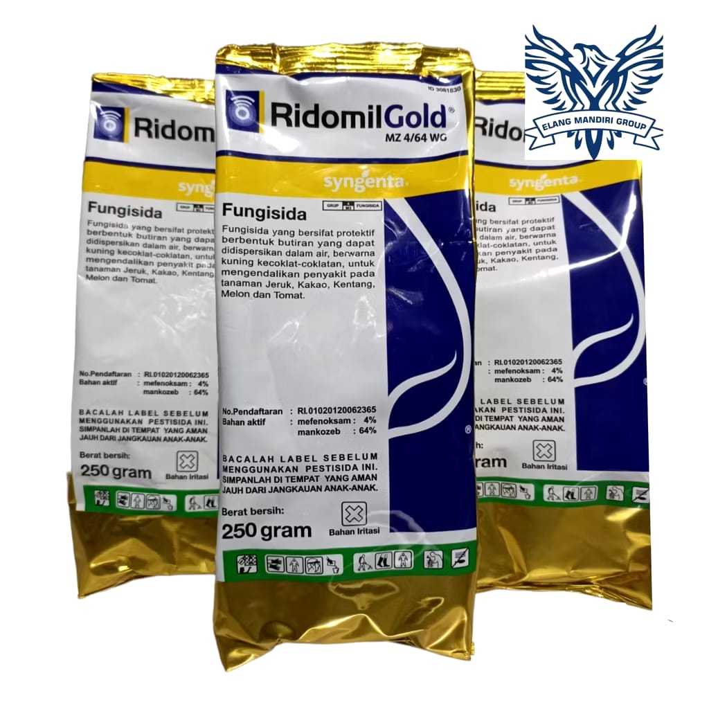 Fungisida Ridomil Gold MZ 4 64 WG 250gr Bahan Aktif Mefenoksam 4%, mankozeb 64% Original Syngenta