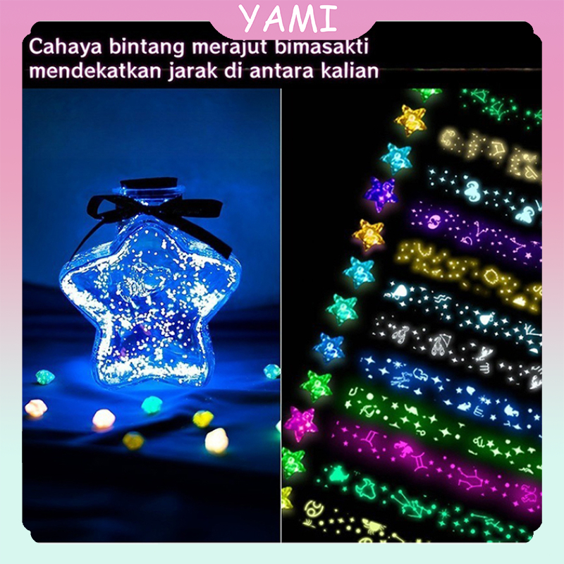 

(Cahaya Malam)210 / 540pcs Kertas Origami Bintang Star Paper Origami Paper Quilling Luminous Glown in The Dark