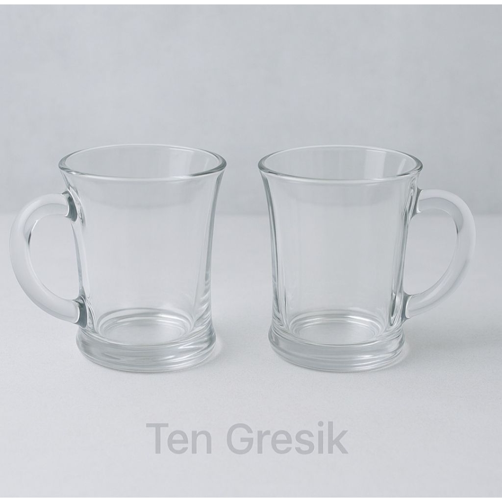 Gelas Kaca Gagang Motif Polos Model Ramping MRL-180 / Gelas Kopi Gagang / Gelas Unik / Gelas Kopi / 